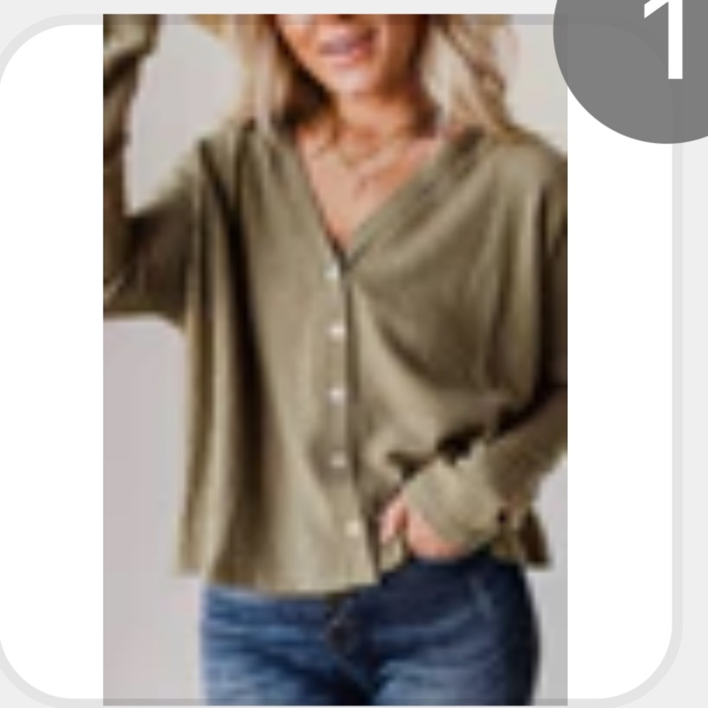 Nyla Button Up Top Olive
